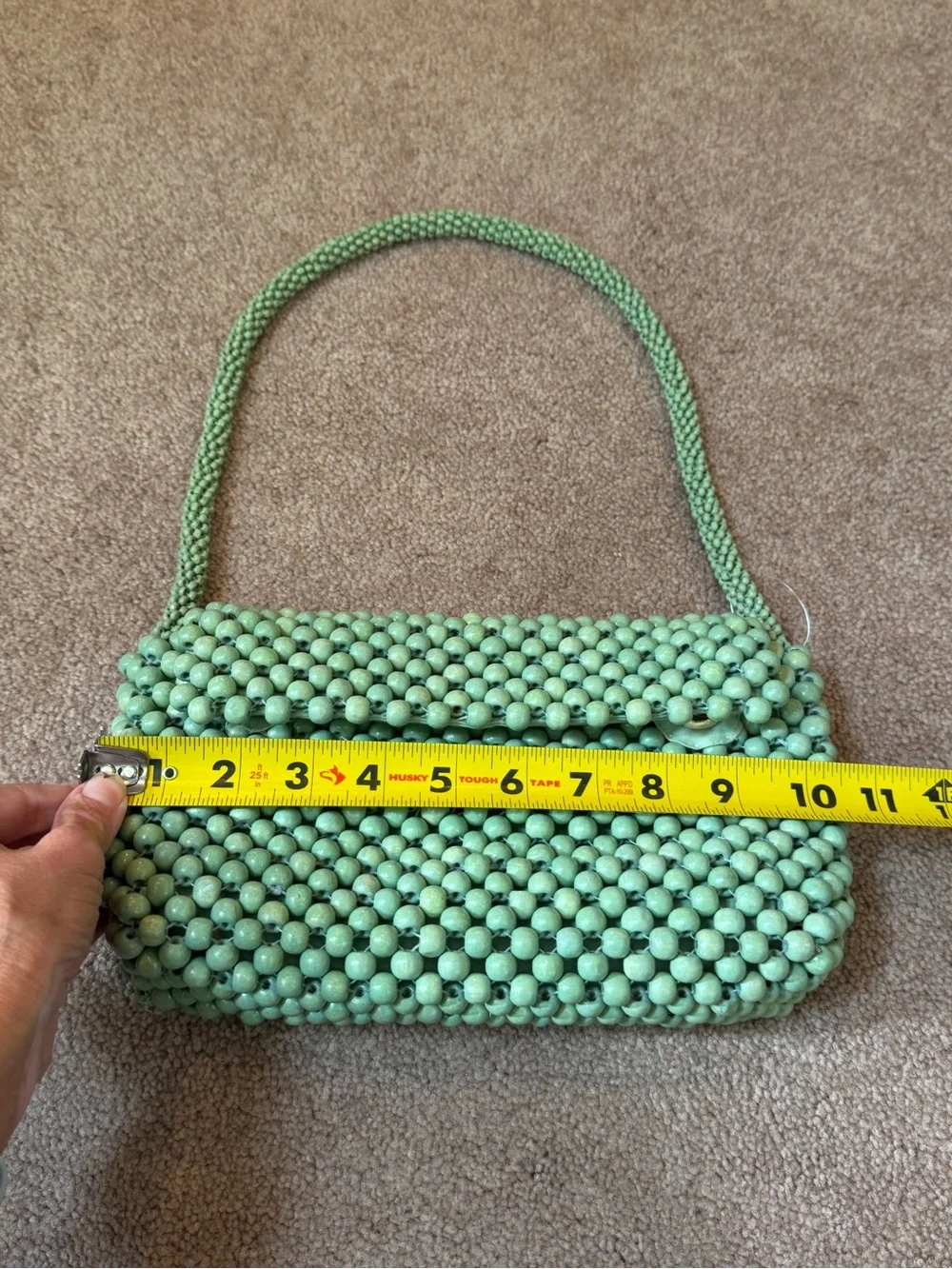 New Anthropologie fiona wood Beaded Shoulder Bag mint green purse
